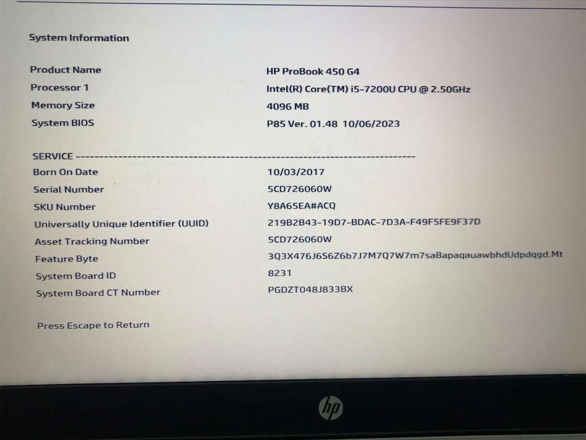 HP ProBook 450 G4 READ CAREFULLY