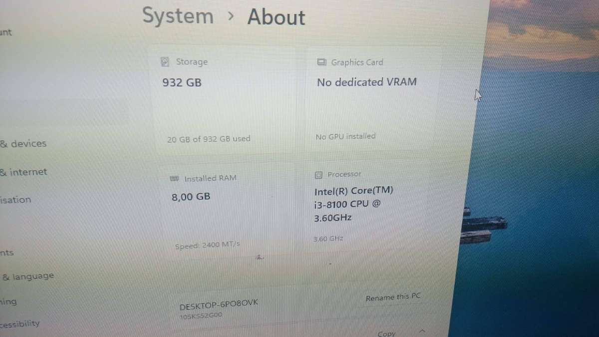 LENOVO THINK CENTER M920S I3 8100