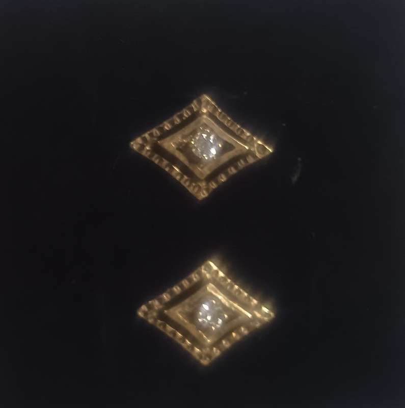 9KT GOLD AND DIAMOND EARRINGS 9X12MM 1.5G