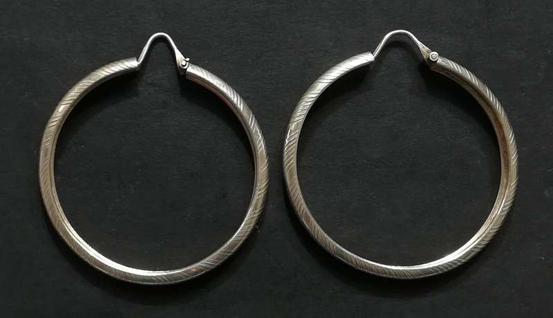 STERLING SILVER *218 AR* LARGE HOOP EARRINGS 5X45MM 11.4 GRAMS
