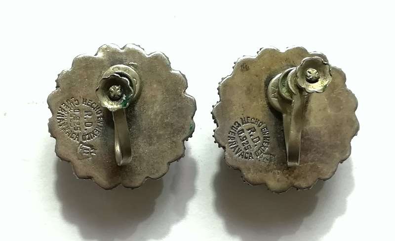 STERLING SILVER HECHOEN MEXICO EARRINGS 22MM 12 GRAMS