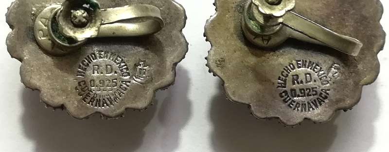 STERLING SILVER HECHOEN MEXICO EARRINGS 22MM 12 GRAMS