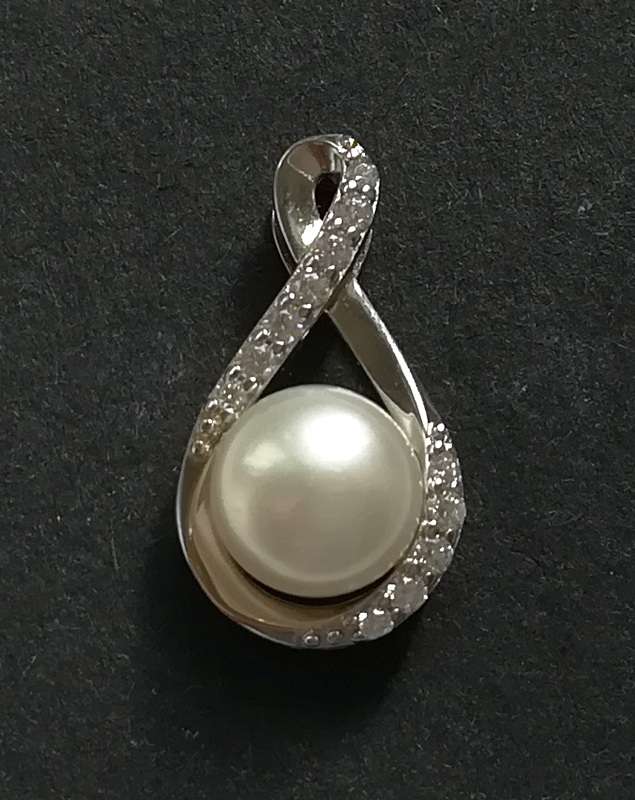 STERLING SILVER + MABE PEARL PENDANT 12X20MM