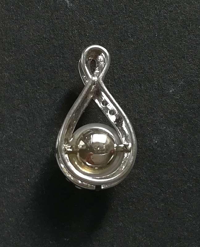 STERLING SILVER + MABE PEARL PENDANT 12X20MM