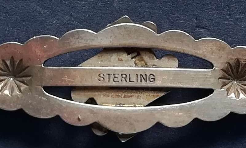 STERLING SILVER + TURQUOISE  BROOCH 15X45MM