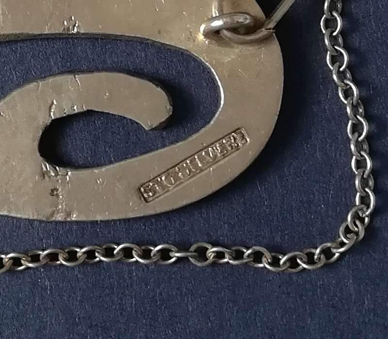 STERLING SILVER *M*  BROOCH 35X45MM 11.5 GRAMS