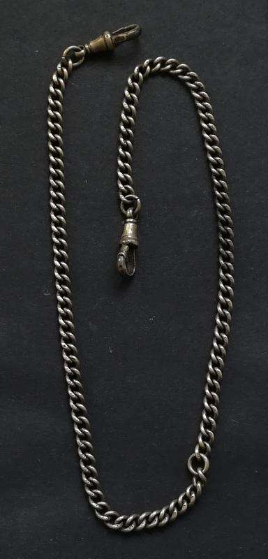 STERLING SILVER FOB CHAIN *ALL LINKS MARKED* 400MM 23 GRAMS