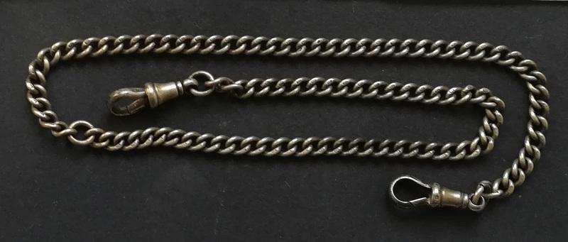 STERLING SILVER FOB CHAIN *ALL LINKS MARKED* 400MM 23 GRAMS