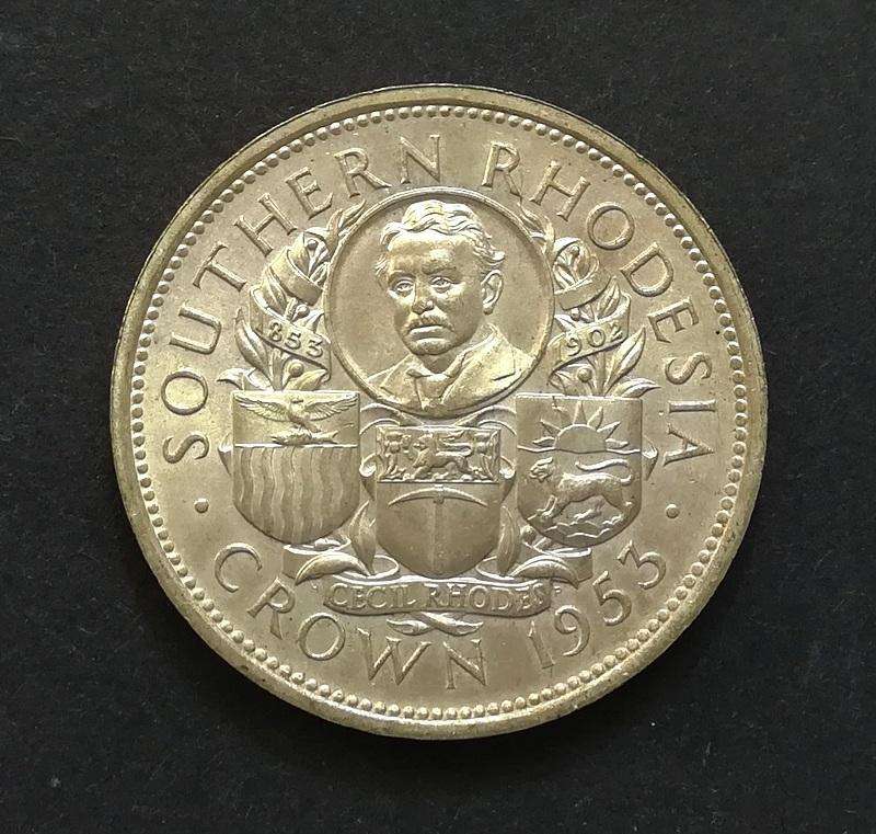 SOUTHERN RHODESIA 1953 SILVER CROWN *EXCELLENT*