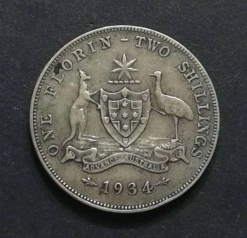 AUSTRALIA 1934 SILVER FLORIN/2 SHILLINGS
