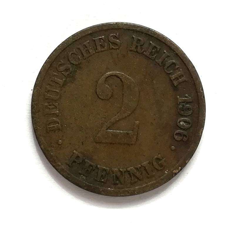 GERMAN EMPIRE 2 PFENNING 1906