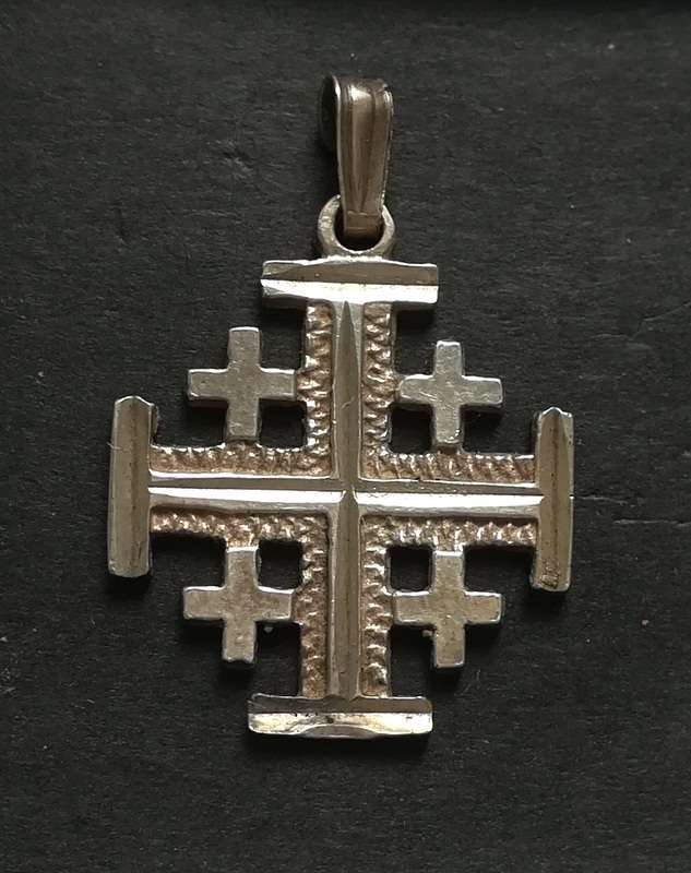 STERLING SILVER *JERUSALEM* CROSS PENDANT 20X20MM