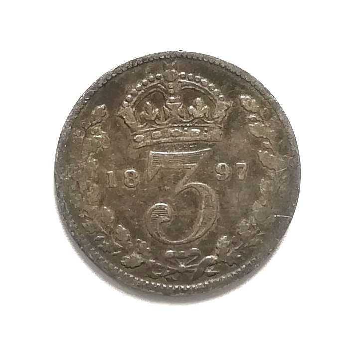 GREAT BRITAIN 1897 SILVER 3 PENCE