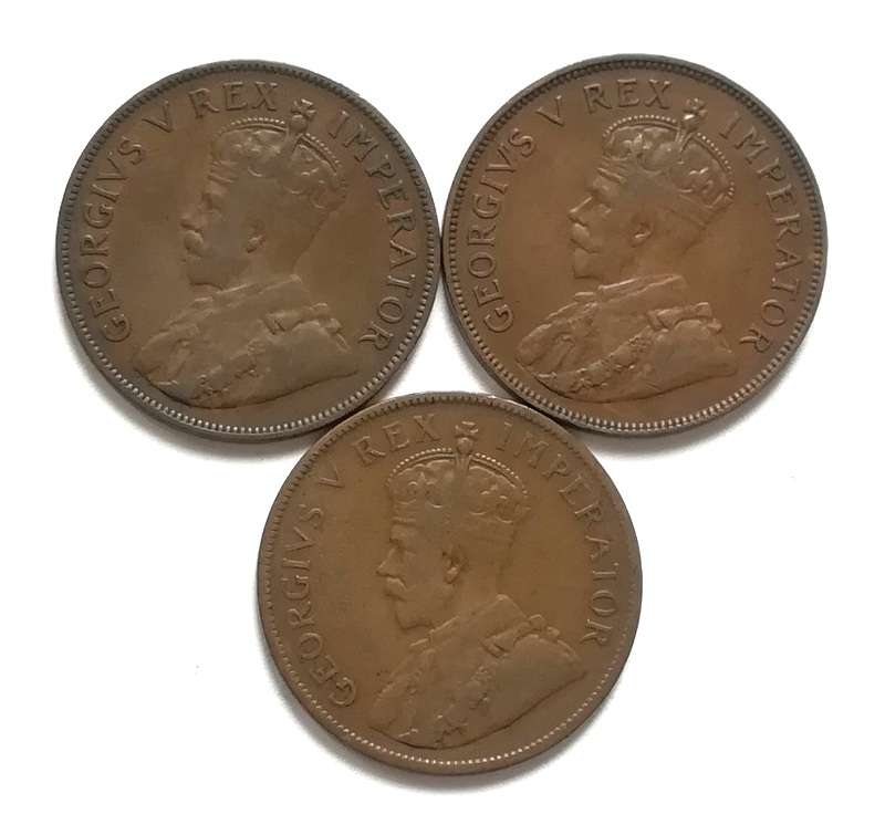 UNION 1934+1935+1936 PENNY (3 COINS)