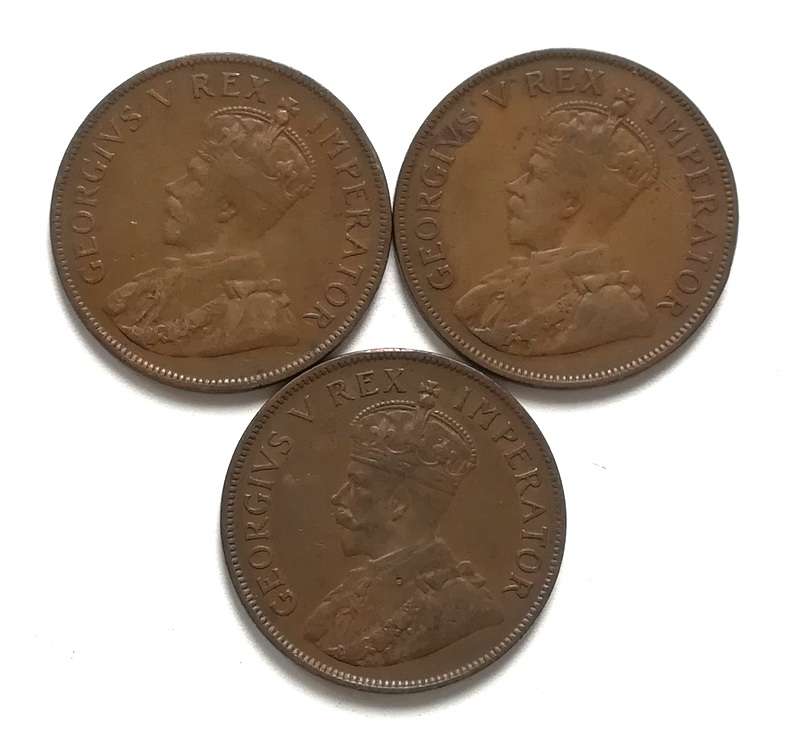 UNION 1934+1935+1936 PENNY (3 COINS)