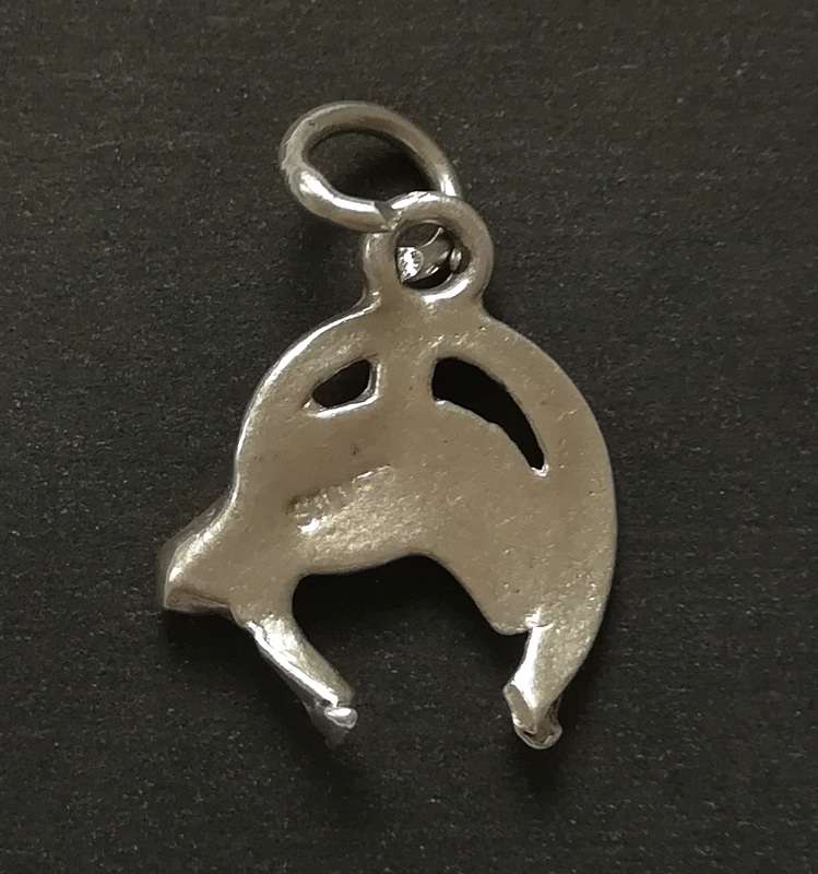 STERLING SILVER CHARM HORSE AND HORSESHOE 12X12MM 1.5 GRAMS