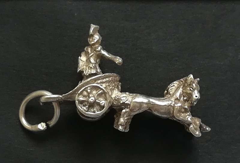 800 SILVER CHARM/PENDANT-CHARIOT 3.9 GRAMS 15X25MM