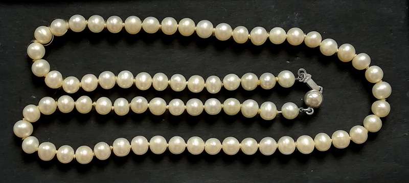 STRING CULTURED PEARLS STERLING SILVER CLASP 450MM X 5MM