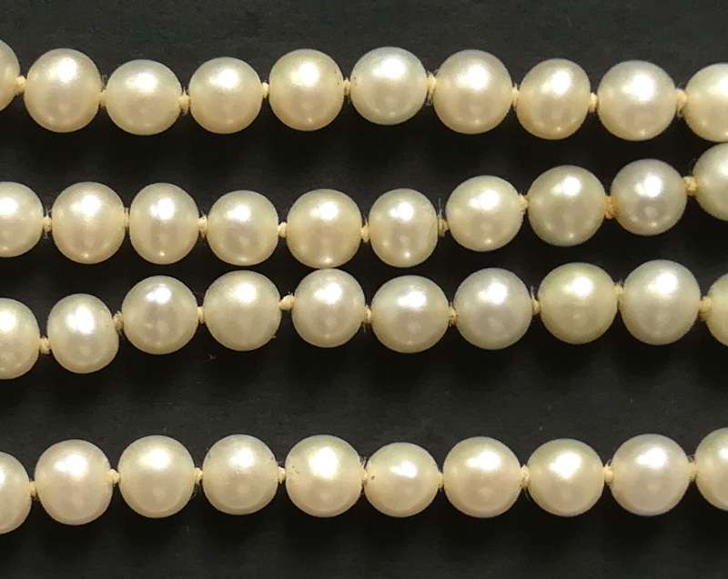 STRING CULTURED PEARLS STERLING SILVER CLASP 450MM X 5MM