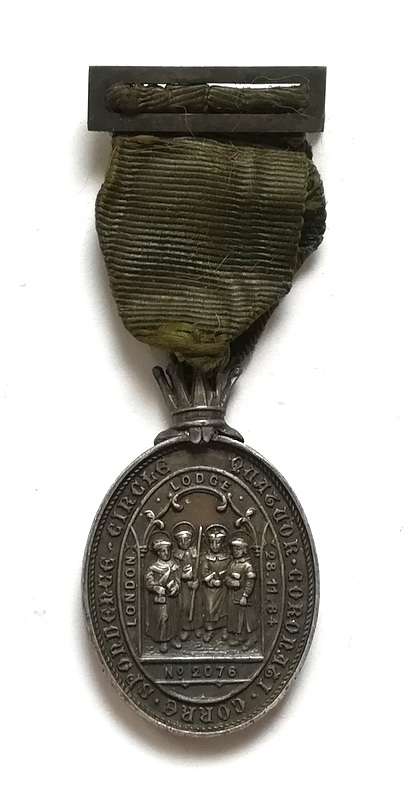 MASONIC FREEMASON 1884 UK LONDON SILVER LODGE MEDAL 24X40MM +-13G
