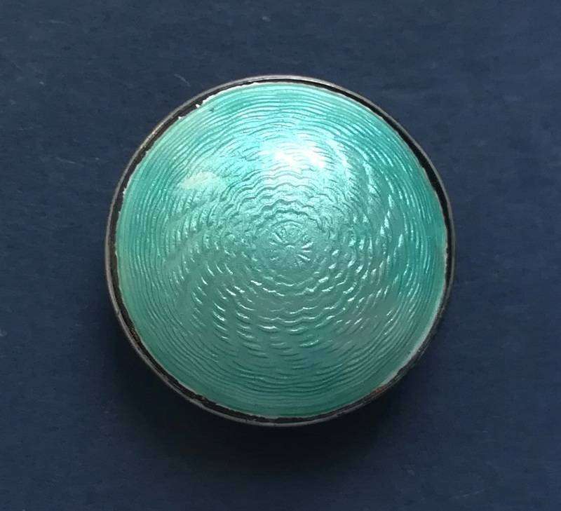 VINTAGE MID CENTURY STERLING ENAMEL BUTTON BROOCH  22MM