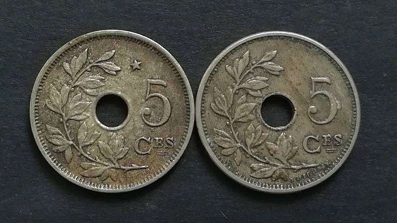 BELGIUM 2 X 5 CENT 1913 + 1932 (2 COINS)
