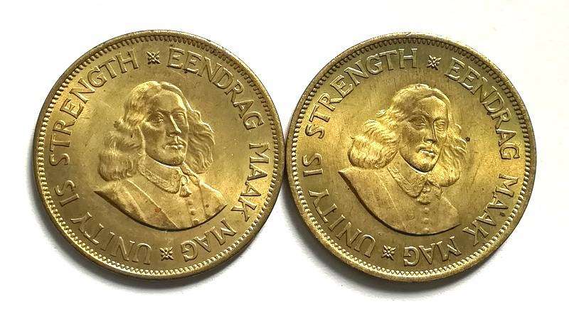 REPUBLIC SOUTH AFRICA 2 X 1 CENT COINS 1964