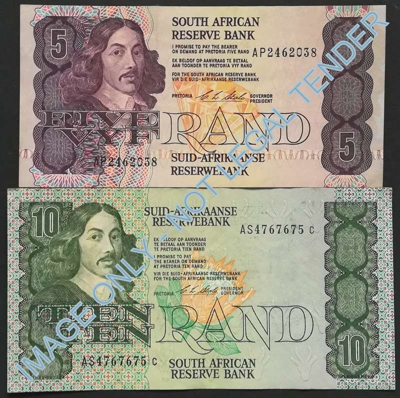C L STALS 5 + 10 RAND (2 NOTES)
