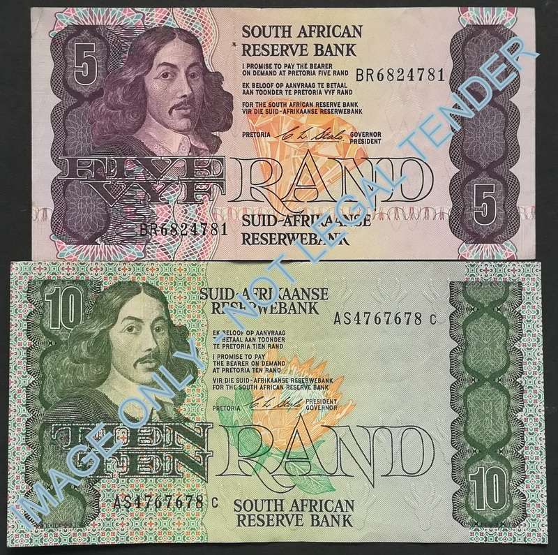 C L STALS 5 + 10 RAND (2 NOTES)