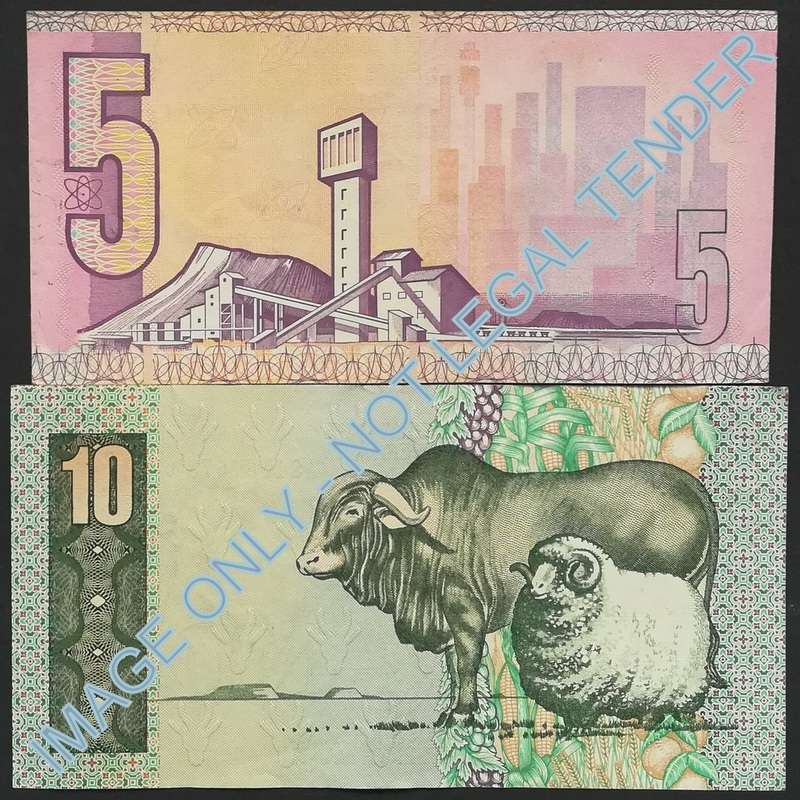 C L STALS 5 + 10 RAND (2 NOTES)