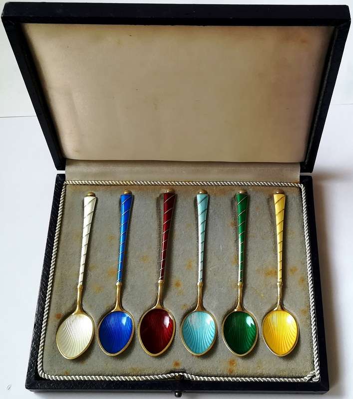 DENMARK STERLING SILVER *EGON LAURIDSEN-COPENHAGEN* HARLEQUIN COFFEE SPOONS 95MM 51.5 GRAMS
