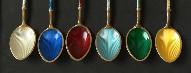 DENMARK STERLING SILVER *EGON LAURIDSEN-COPENHAGEN* HARLEQUIN COFFEE SPOONS 95MM 51.5 GRAMS