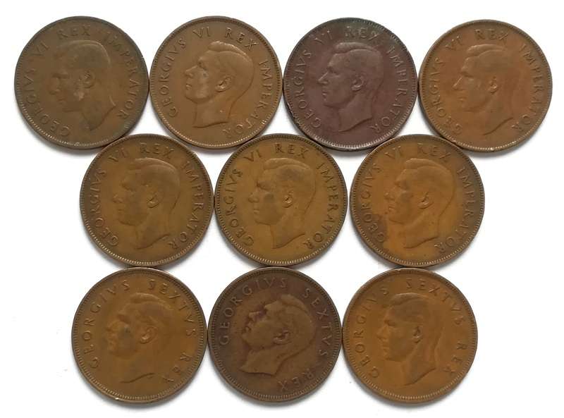 UNION PENNY 1940 TO 1950 ALL DATES **NO 1947** (10 COINS)