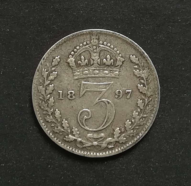 GREAT BRITAIN 1897 SILER 3 PENCE