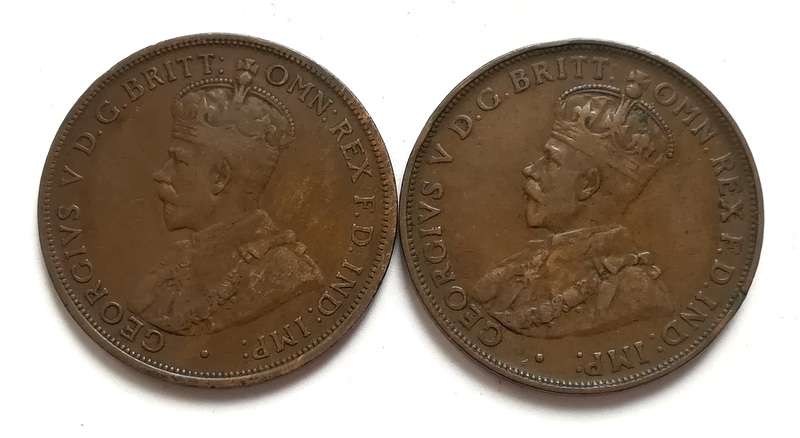 AUSTRALIA 1919+1920 PENNY (2 COINS)