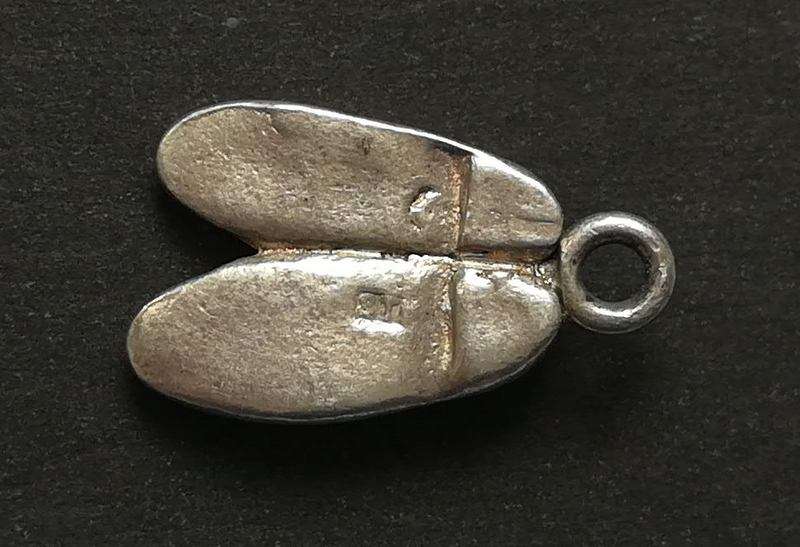 STERLING SILVER CHARM - BALLET SHOES 10X15MM 1.9 GRAMS