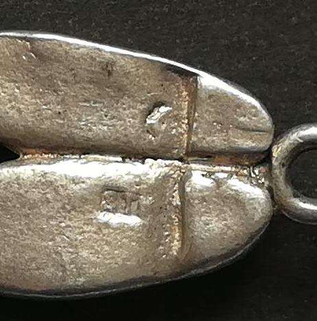 STERLING SILVER CHARM - BALLET SHOES 10X15MM 1.9 GRAMS