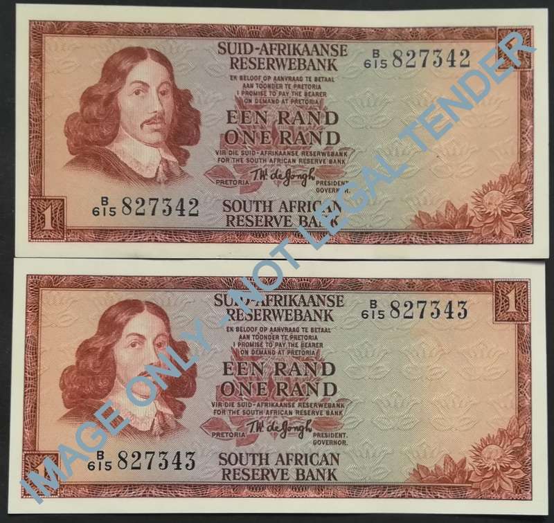 T W DE JONGH 1 RAND 3RD ISSUE 2 NOTES SEQUENCE *EF*