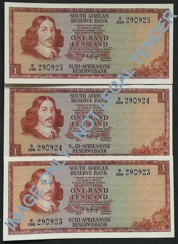 T W DE JONGH 1 RAND 2ND ISSUE 3 NOTES SEQUENCE *EF*