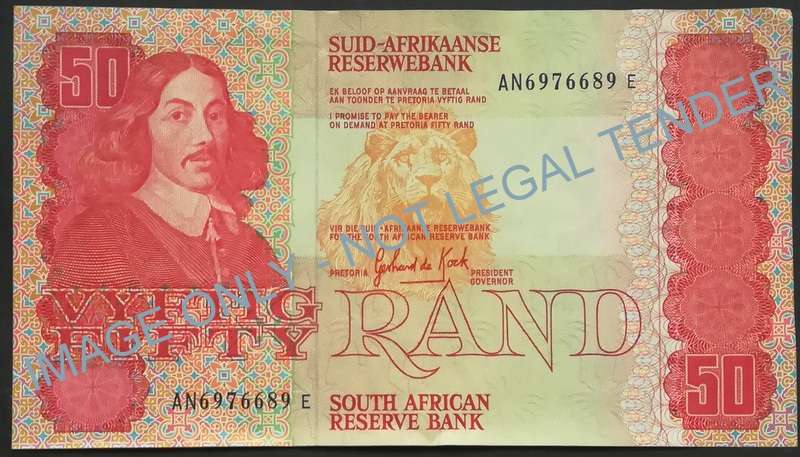 GERHARD DE KOCK 5O RAND NOTE