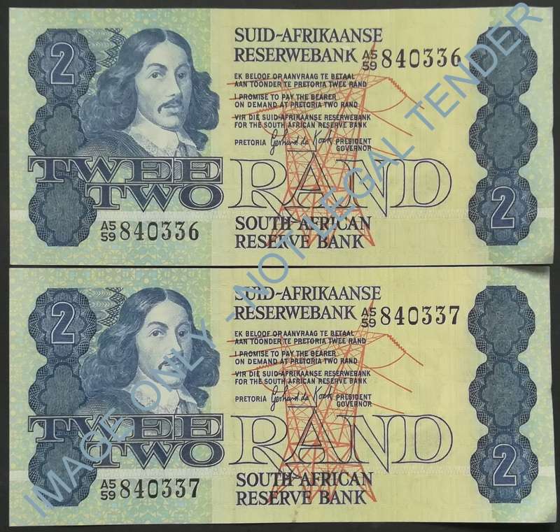 GERHARD DE KOCK 2 RAND 2ND ISSUE 2 NOTES SEQUENCE
