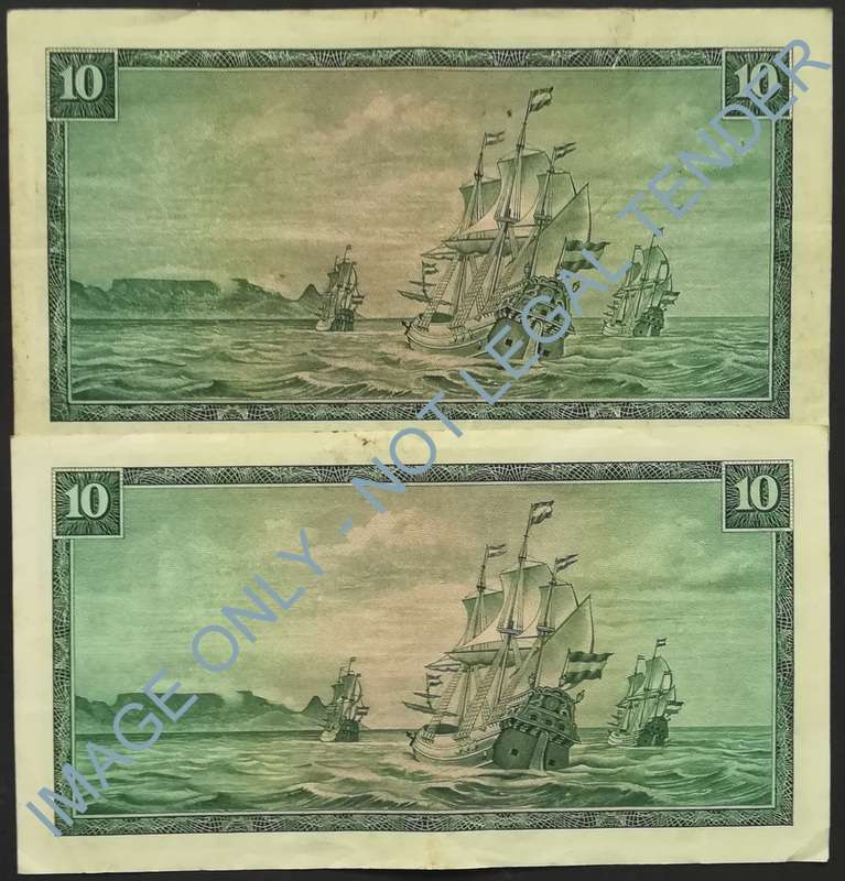T W DE JONGH 10 RAND 1ST+3RD ISSUE (2 NOTES)