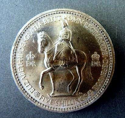 COIN .ELIZABETH 2. ....DEI GRATIA BRITT OMN REGINA ..FIVE SHILLINGS. 1953.UNCIRCULATED
