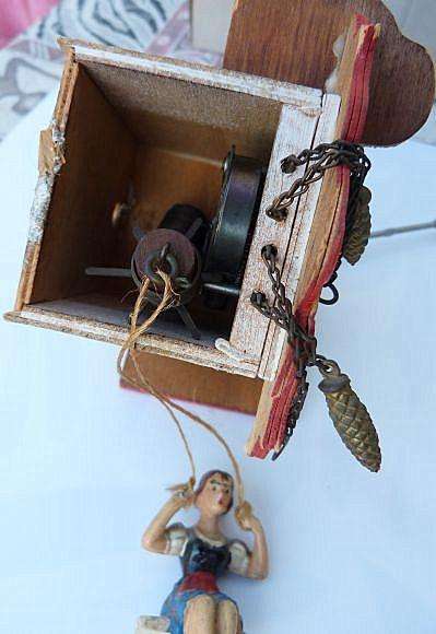 SWISS WALL CLOCK, SWINCING GIRL, MOVING BIRD. PLS SEE DESCRIPTION