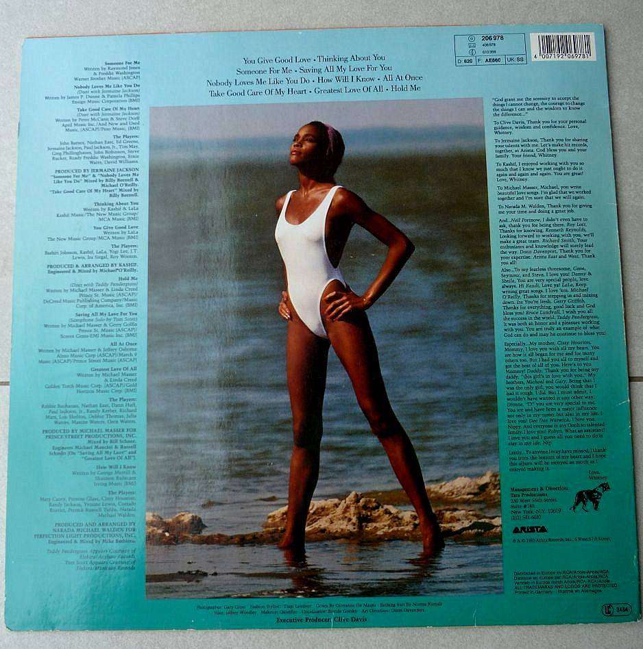 WHITNEY HUSTON .VINTAGE VINYL RECORD. EXC.CONDITION