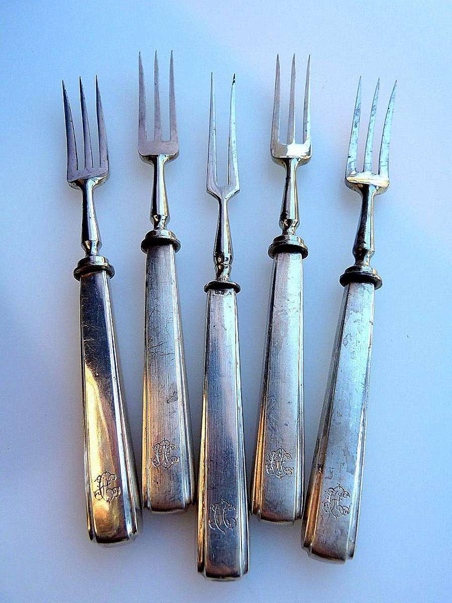 ANTIQUE PICKLE FORKS WITH MONOGRAMs. 800