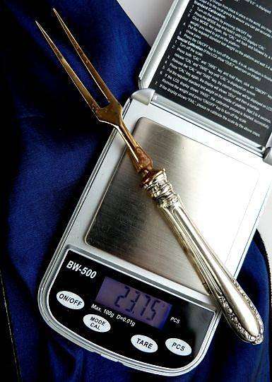 ANTIQUE PICKLE FORK. HANDLE 800. FORK GOLD PLATED