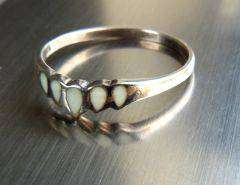 VINTAGE STERLING SILVER RING WITH BONE. UNUSED