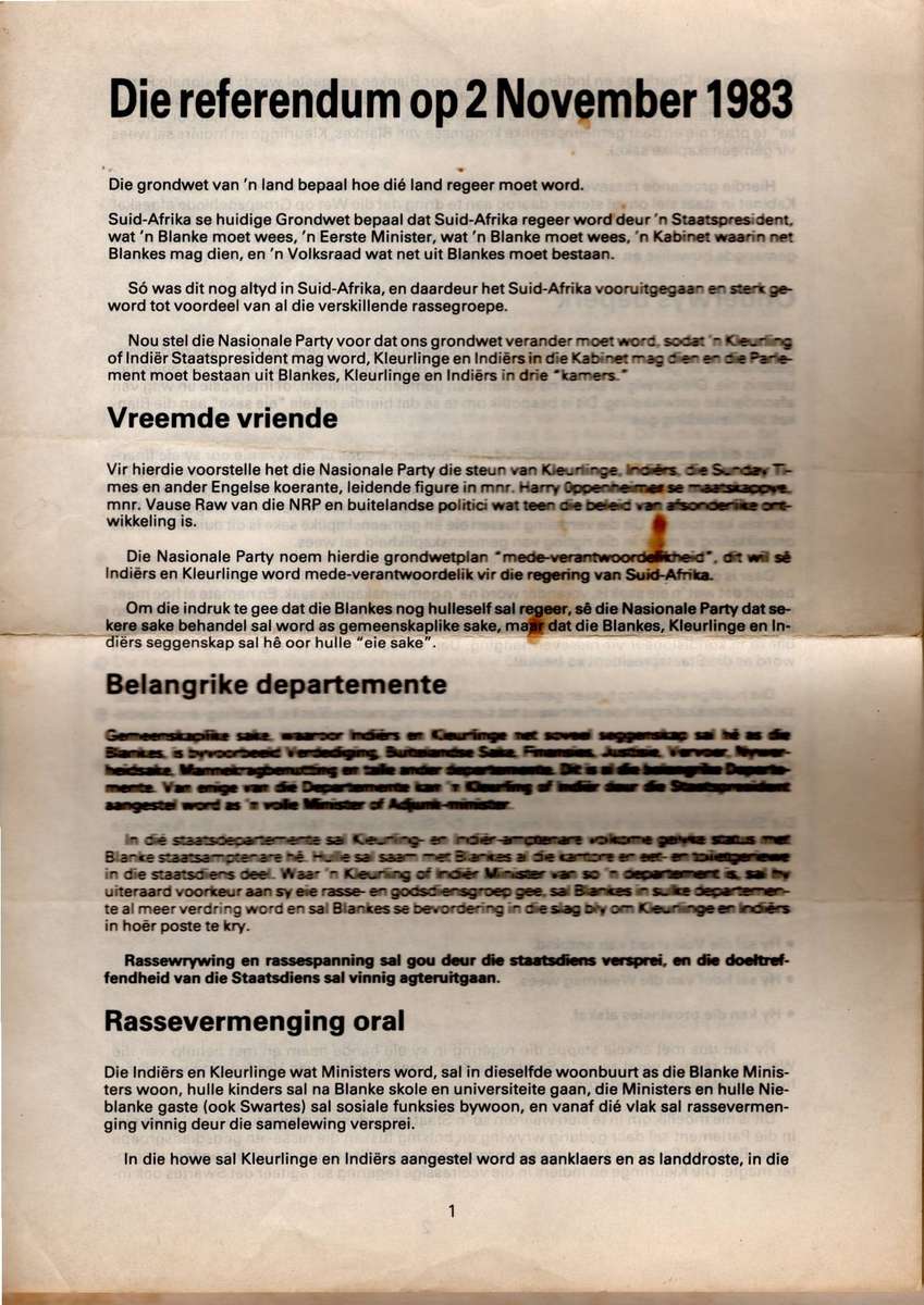 SOUTH AFRICA (1983 Referendum)