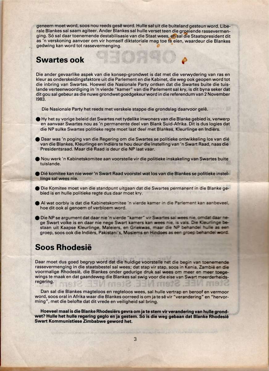 SOUTH AFRICA (1983 Referendum)